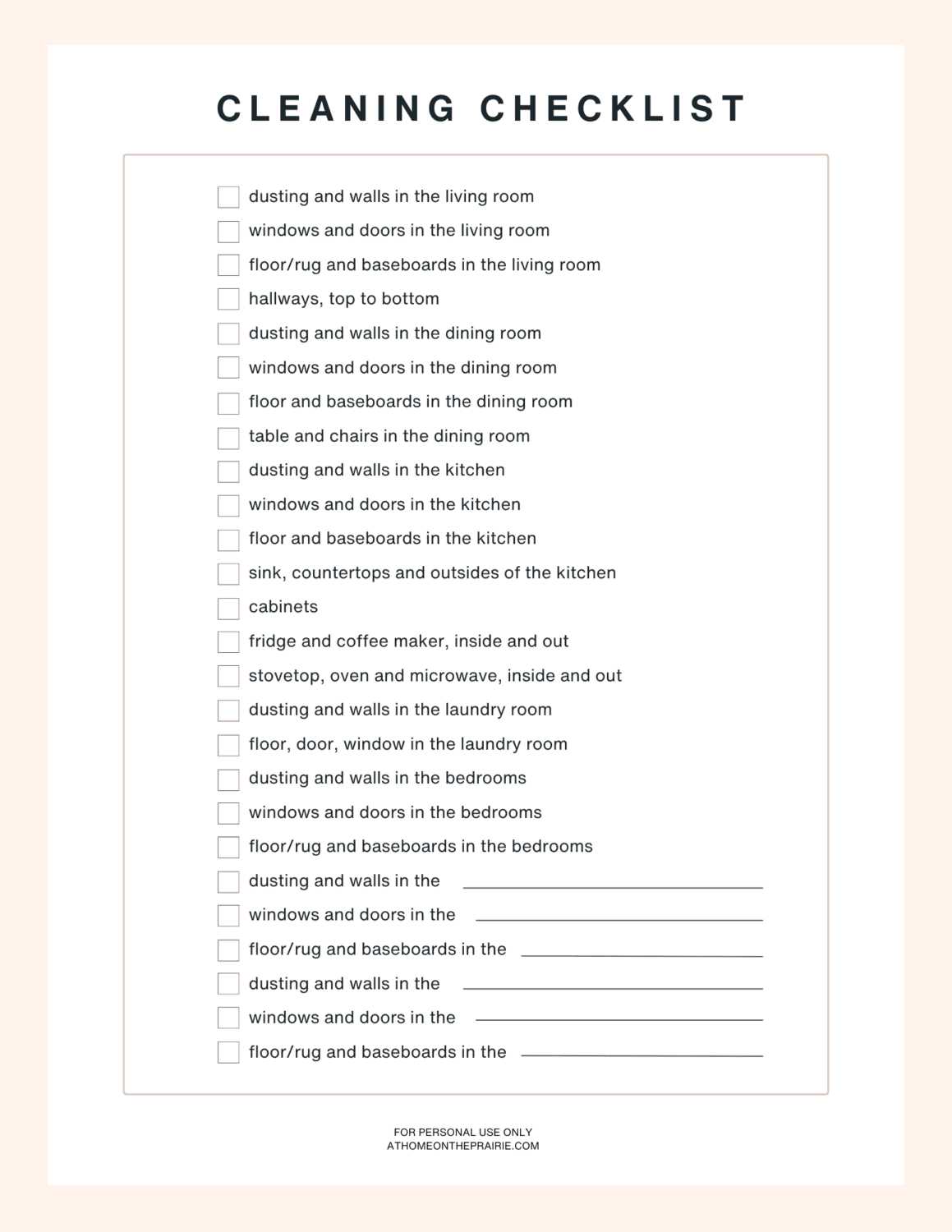 daily chore list printable