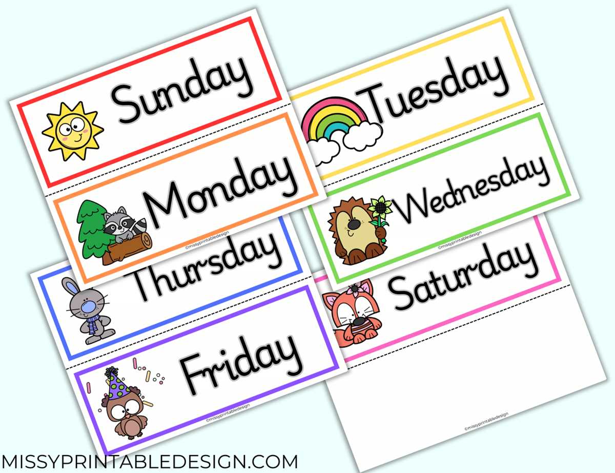 days of the week labels printable free