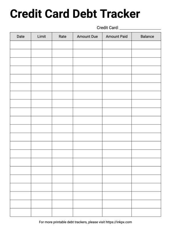 debt tracker printable