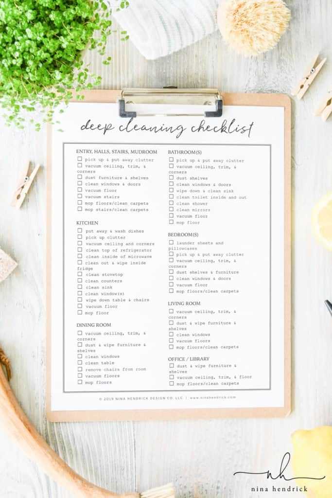 deep cleaning list printable