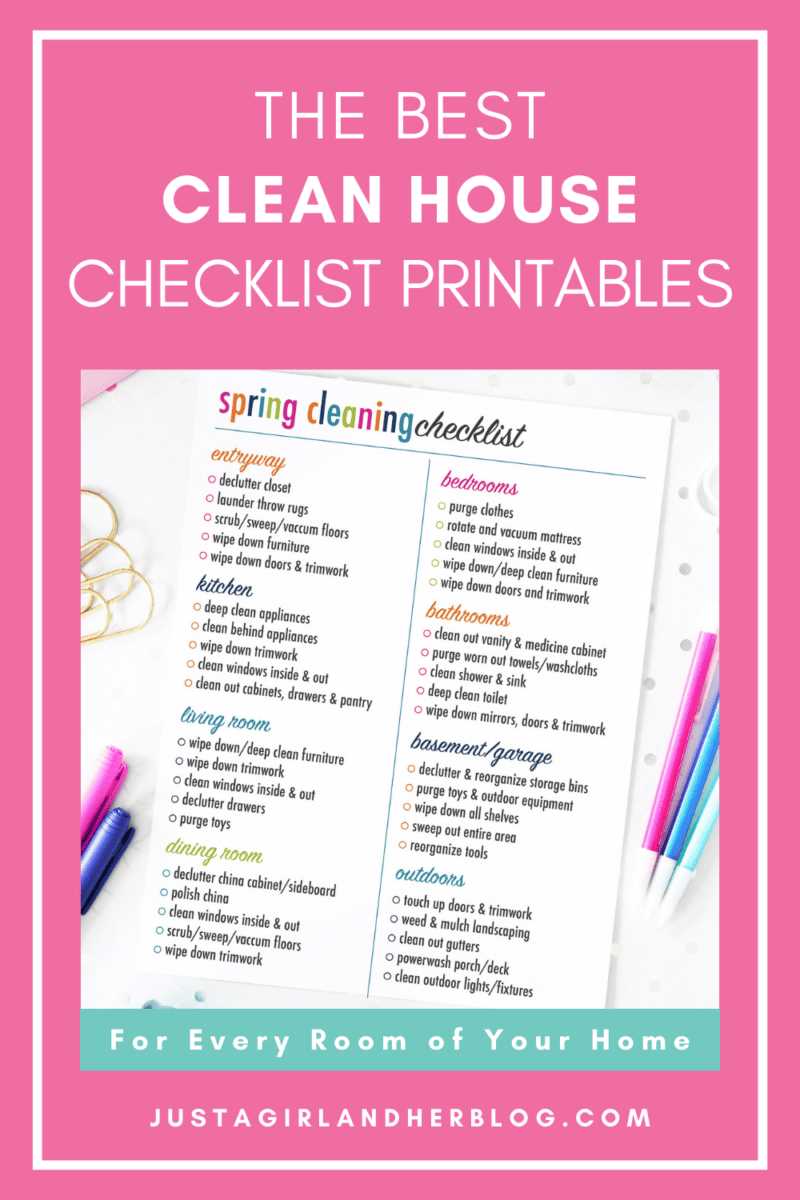 deep cleaning list printable
