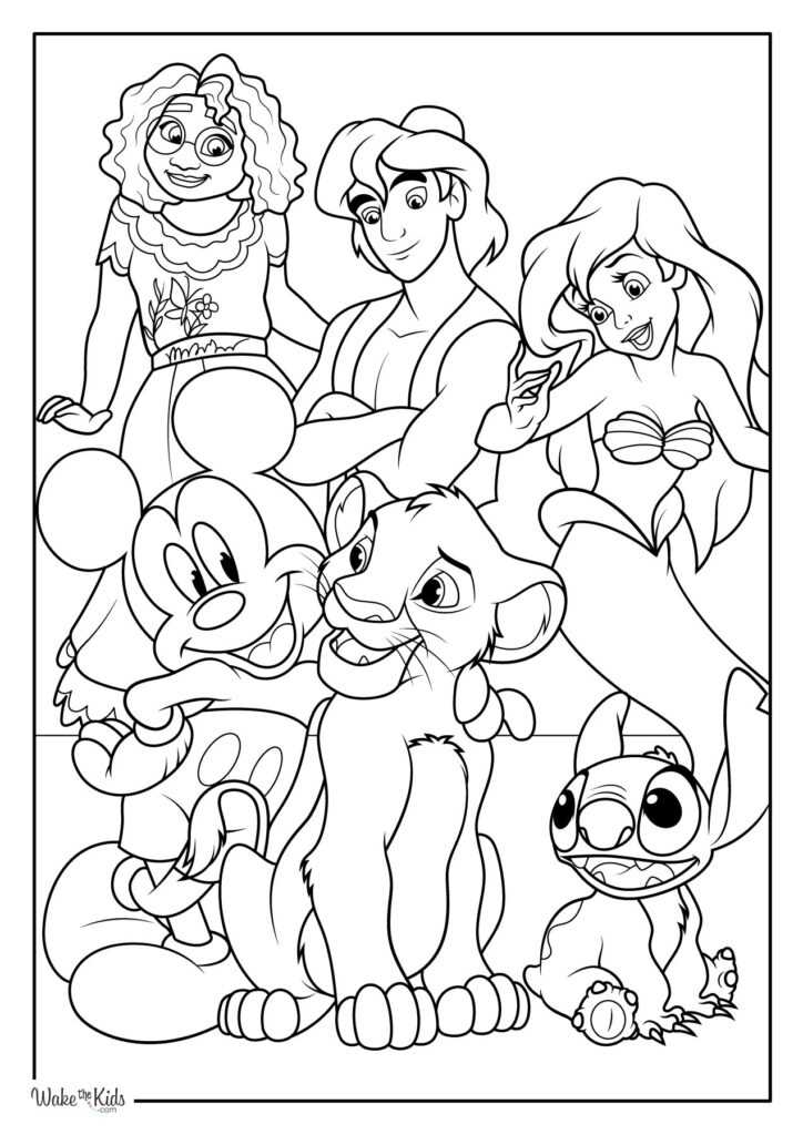 disney characters printable coloring pages