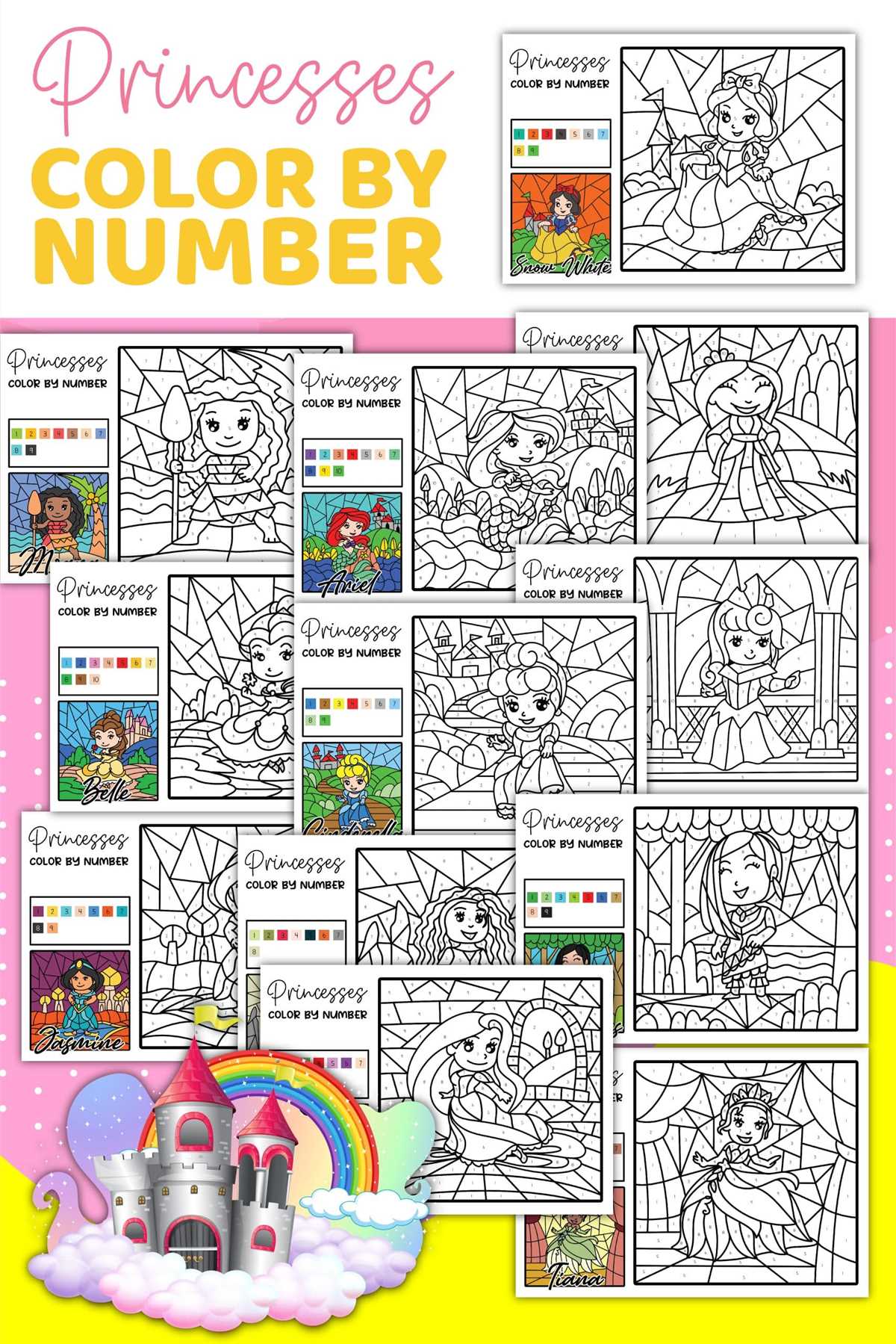disney color by number printables