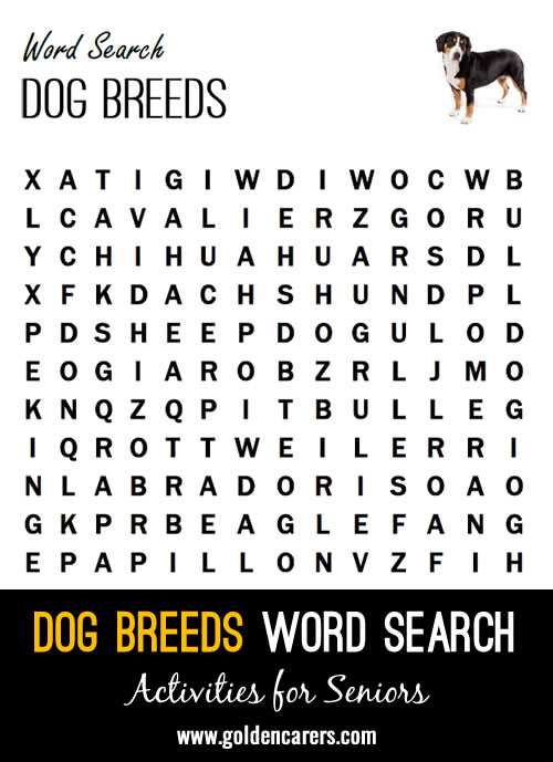 dog word search printable