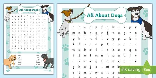 dog word search printable