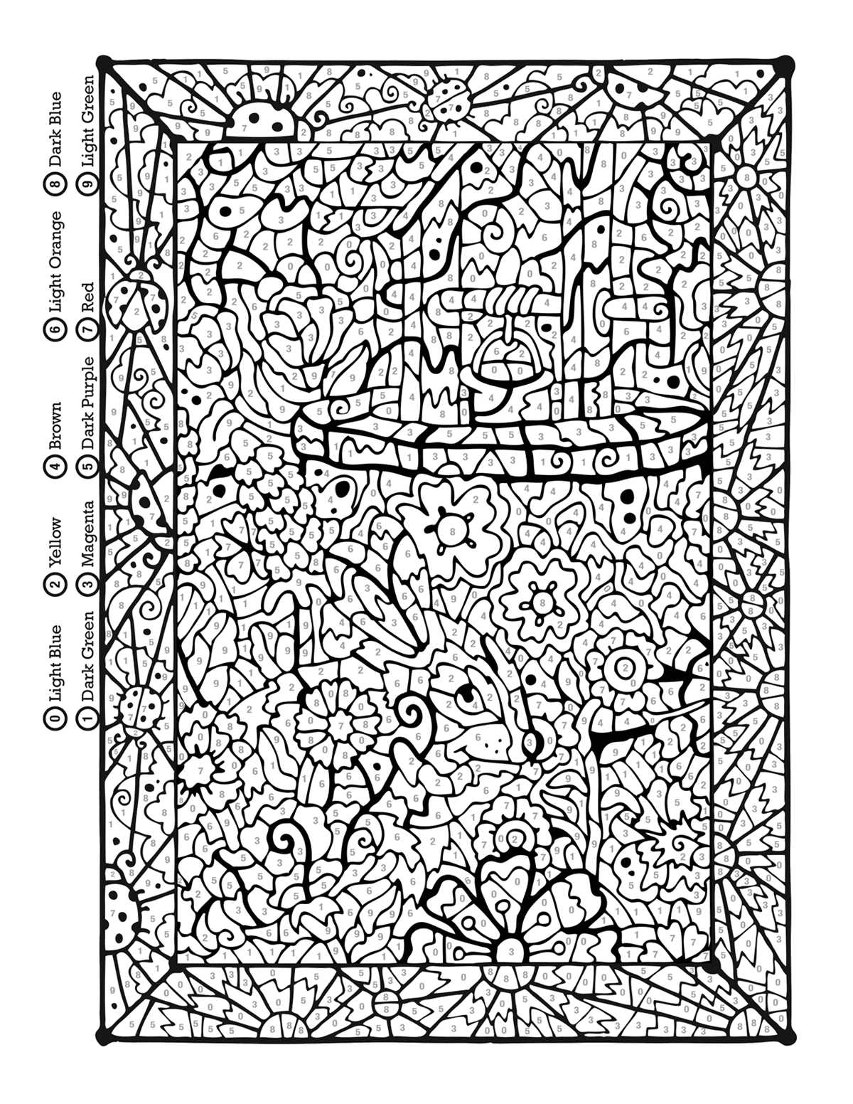 easy color by number for adults printable