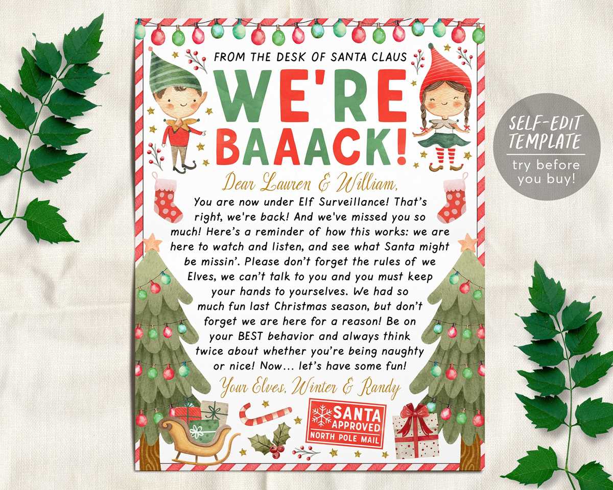 elf on shelf welcome letter printable