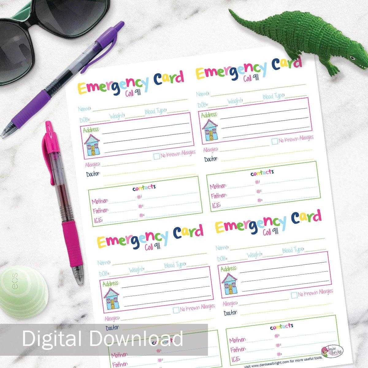 emergency contact card printable