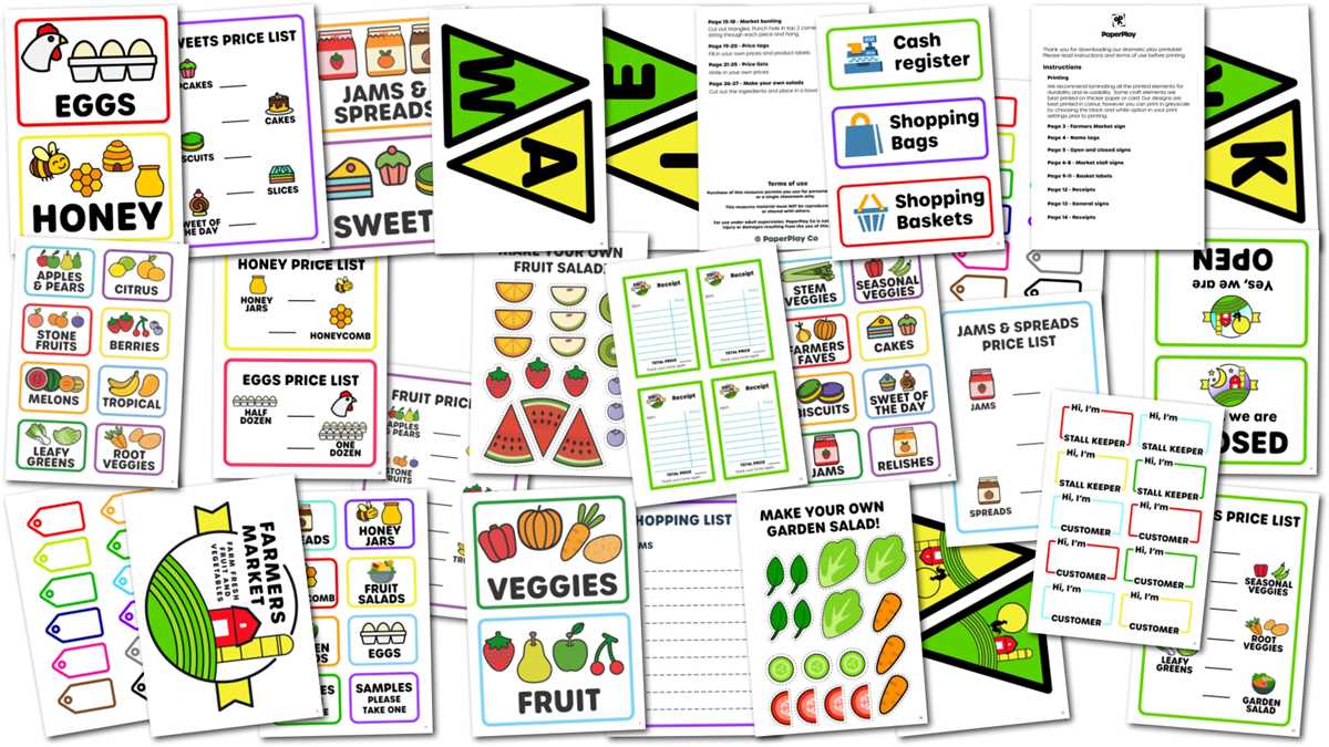 farmers market dramatic play free printables