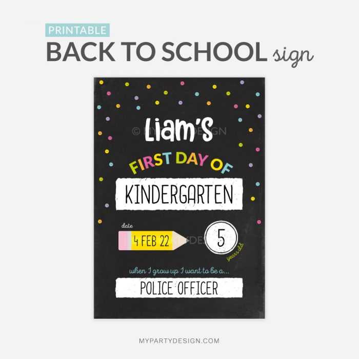 first day kindergarten printable sign