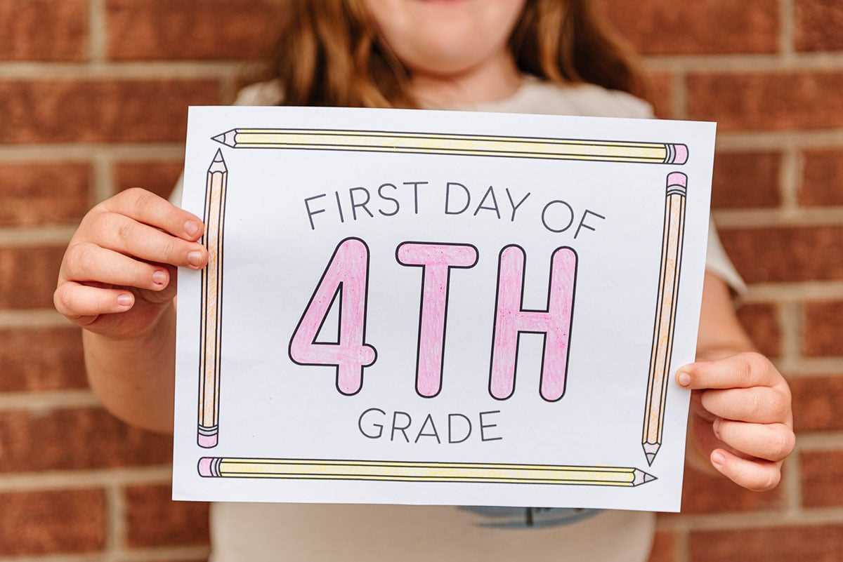 first day of school 4th grade printable