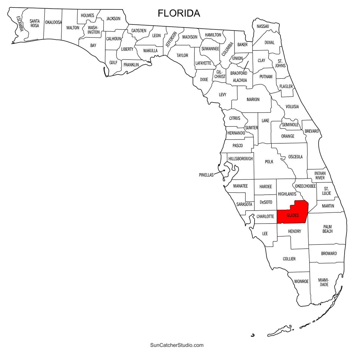 florida map by county printable
