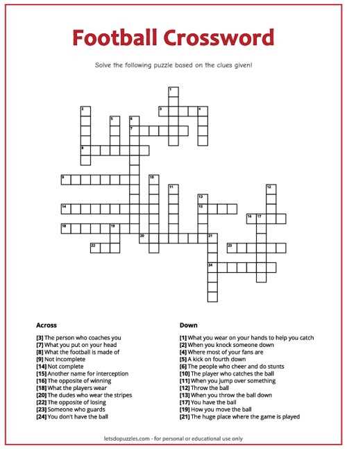 football crossword puzzle printable