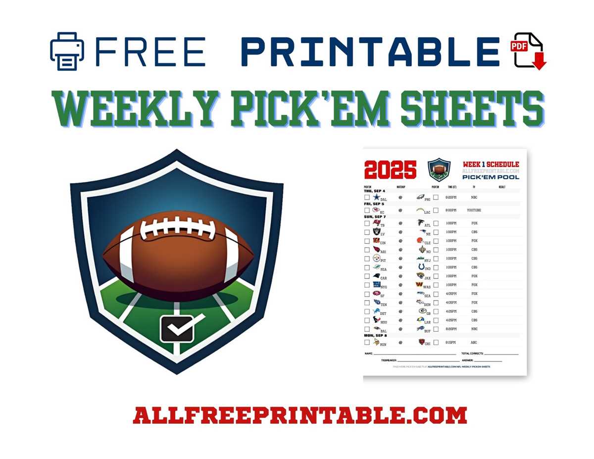 football pick em pool weekly printable sheet