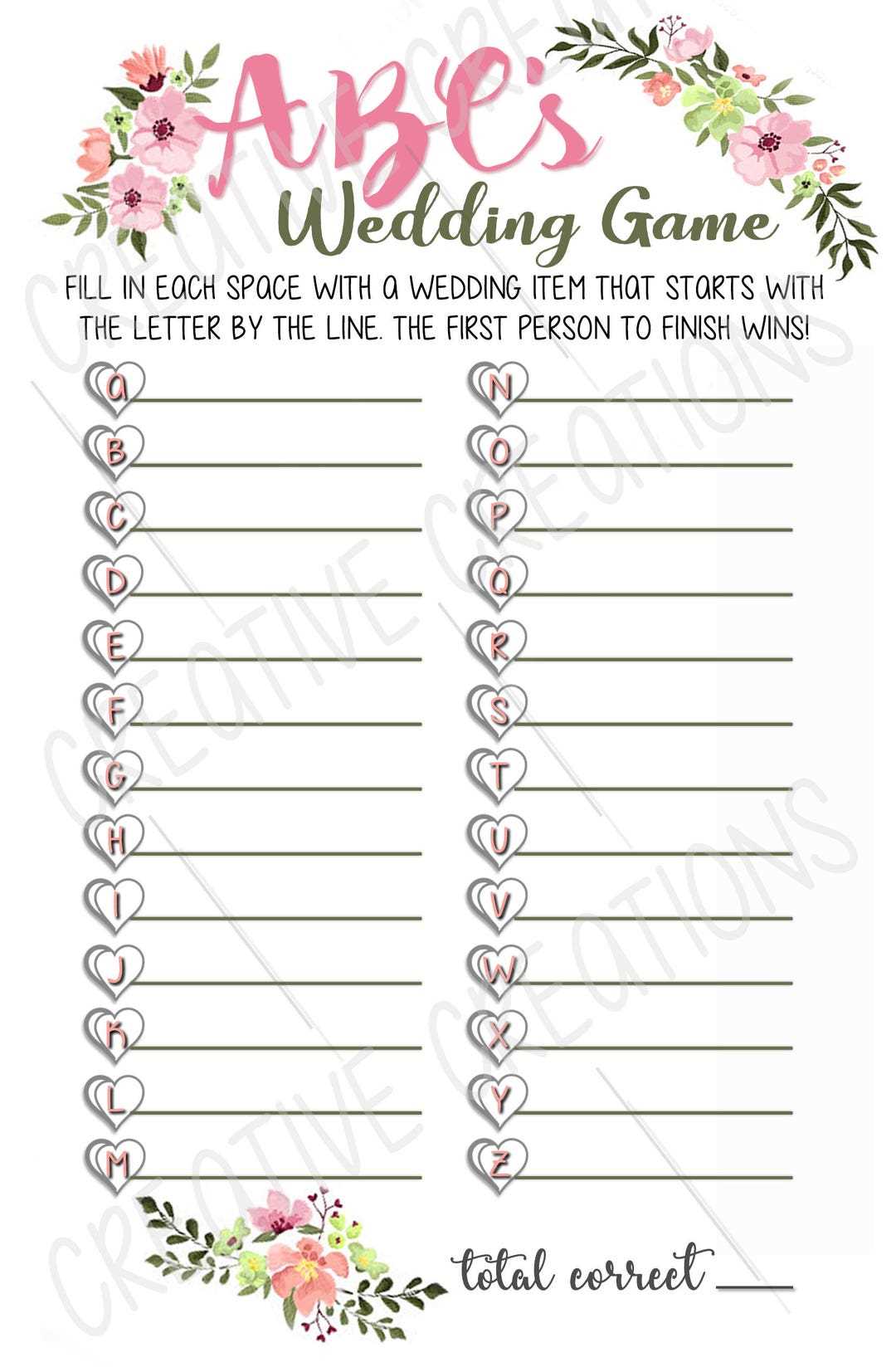 free bridal shower games printable