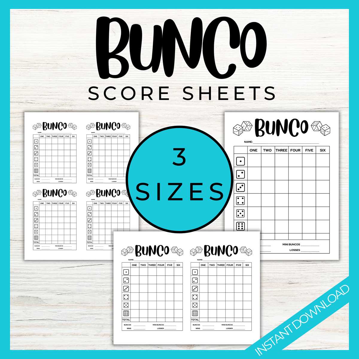 free bunco printables