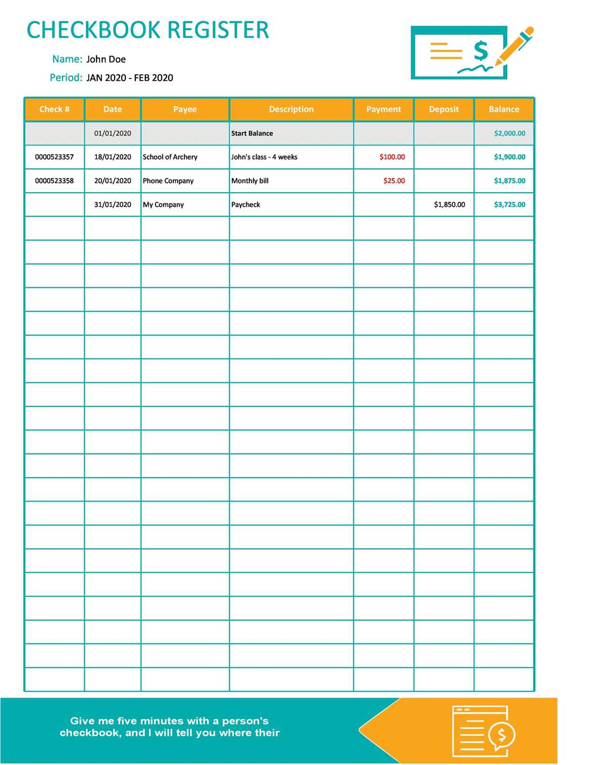 free checkbook ledger printable