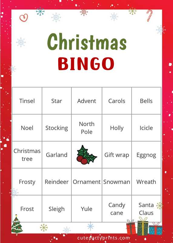 free christmas bingo cards printable