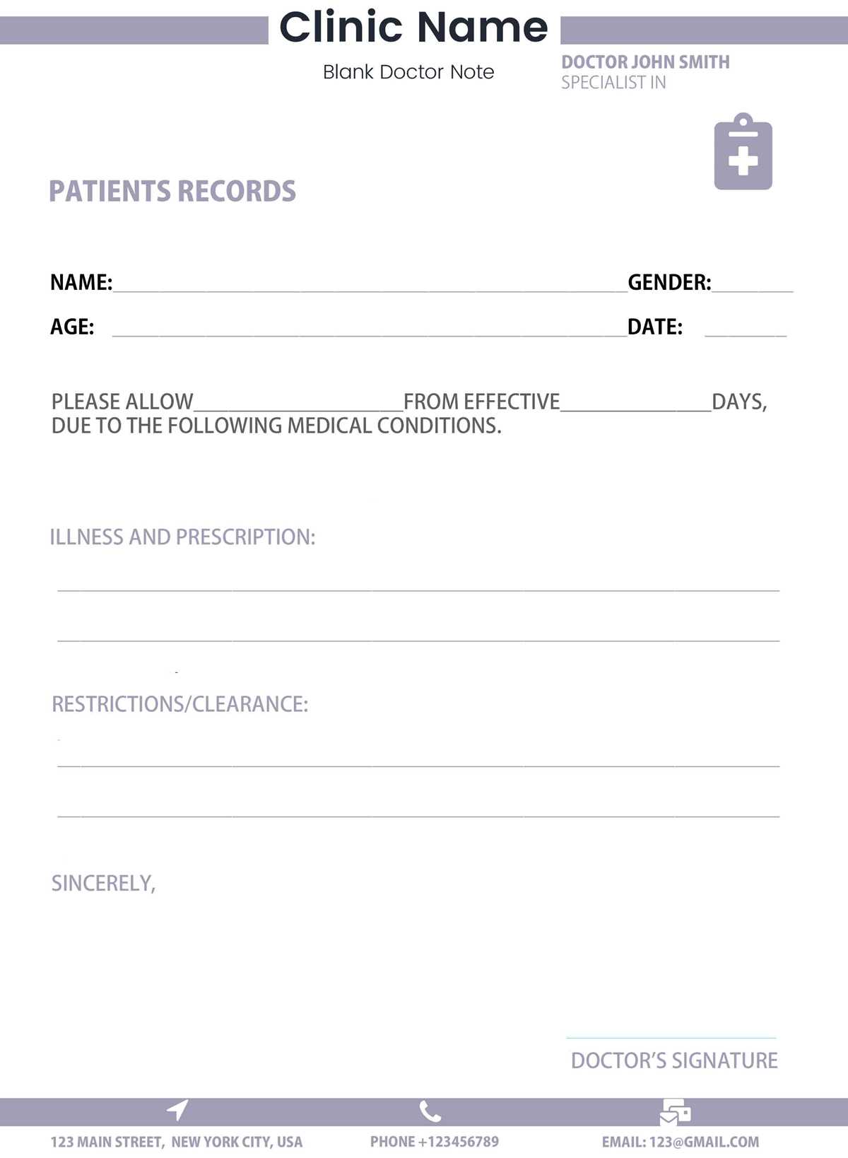 free doctors note printable