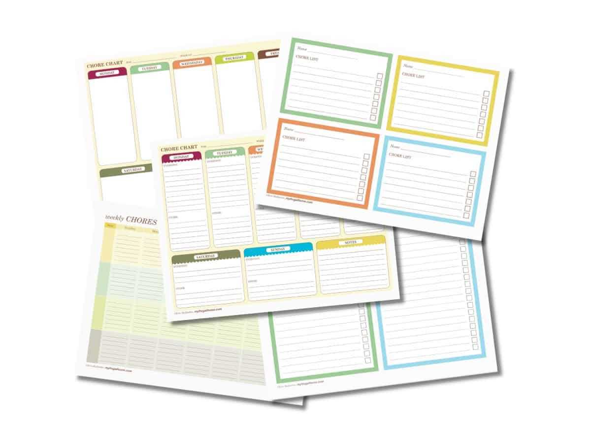 free editable printable chore charts with pictures