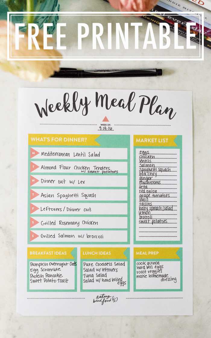 free meal planning printables