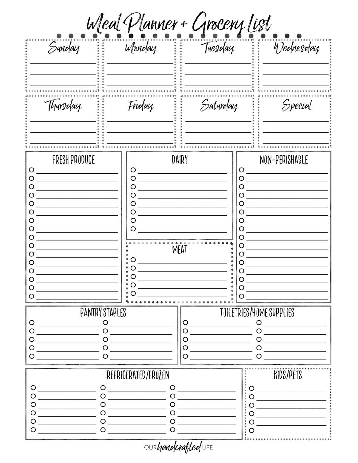 free meal planning printables