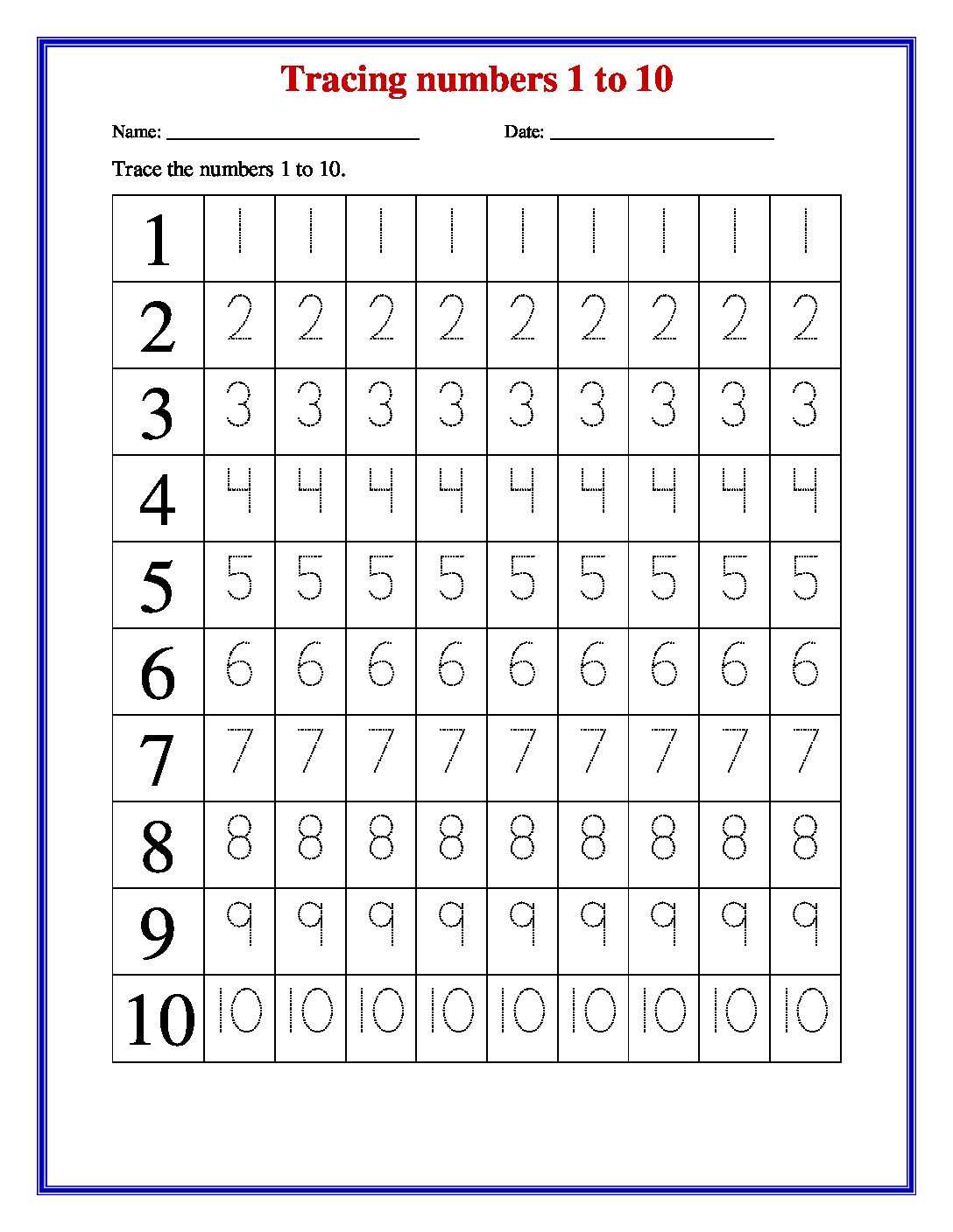 free number printables 1 20