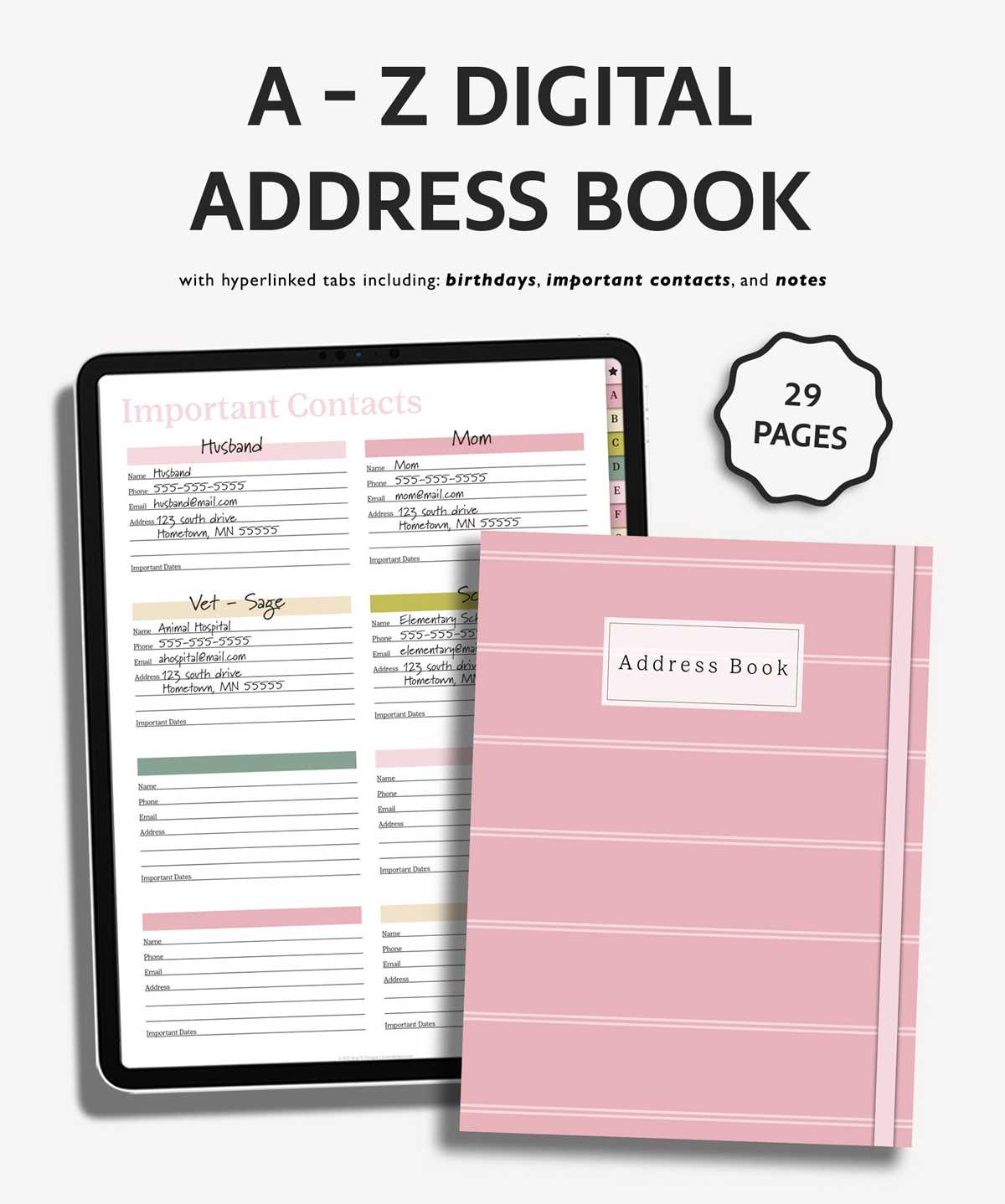 free printable address book pages
