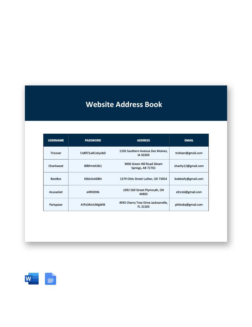 free printable address book pages
