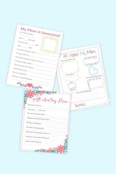 free printable all about my mom printable