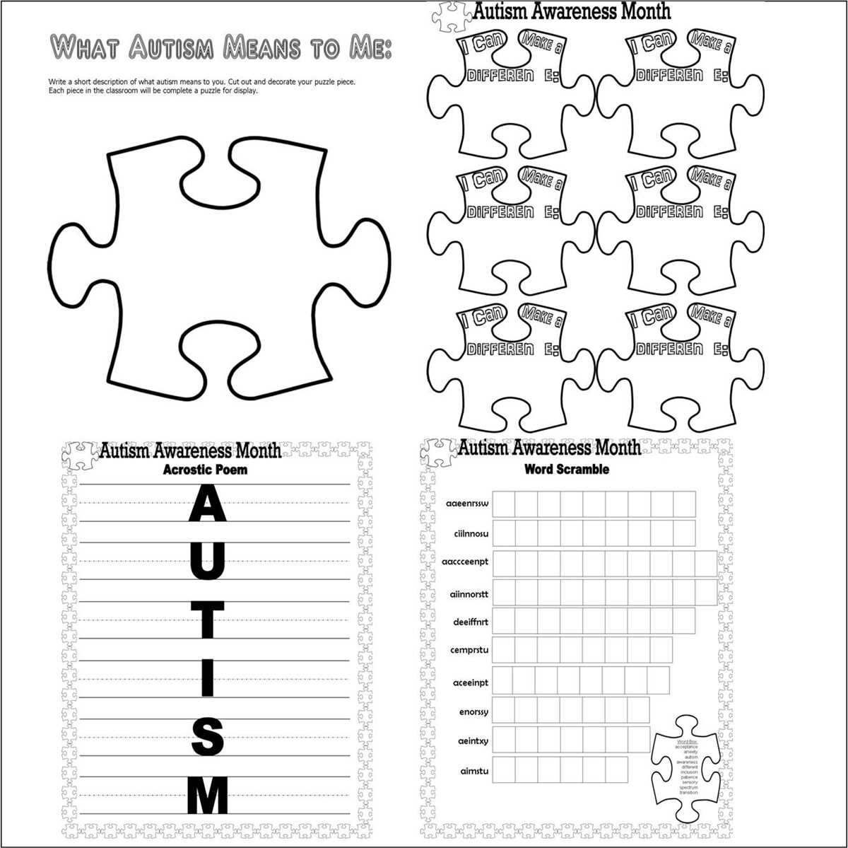 free printable autism awareness crafts