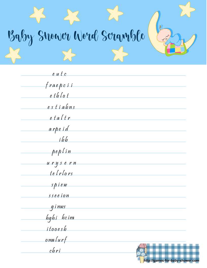 free printable baby shower games with answer key