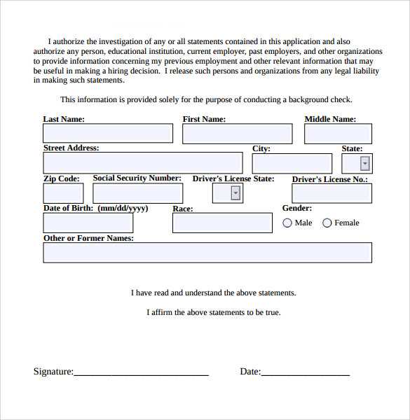 free printable background check authorization form