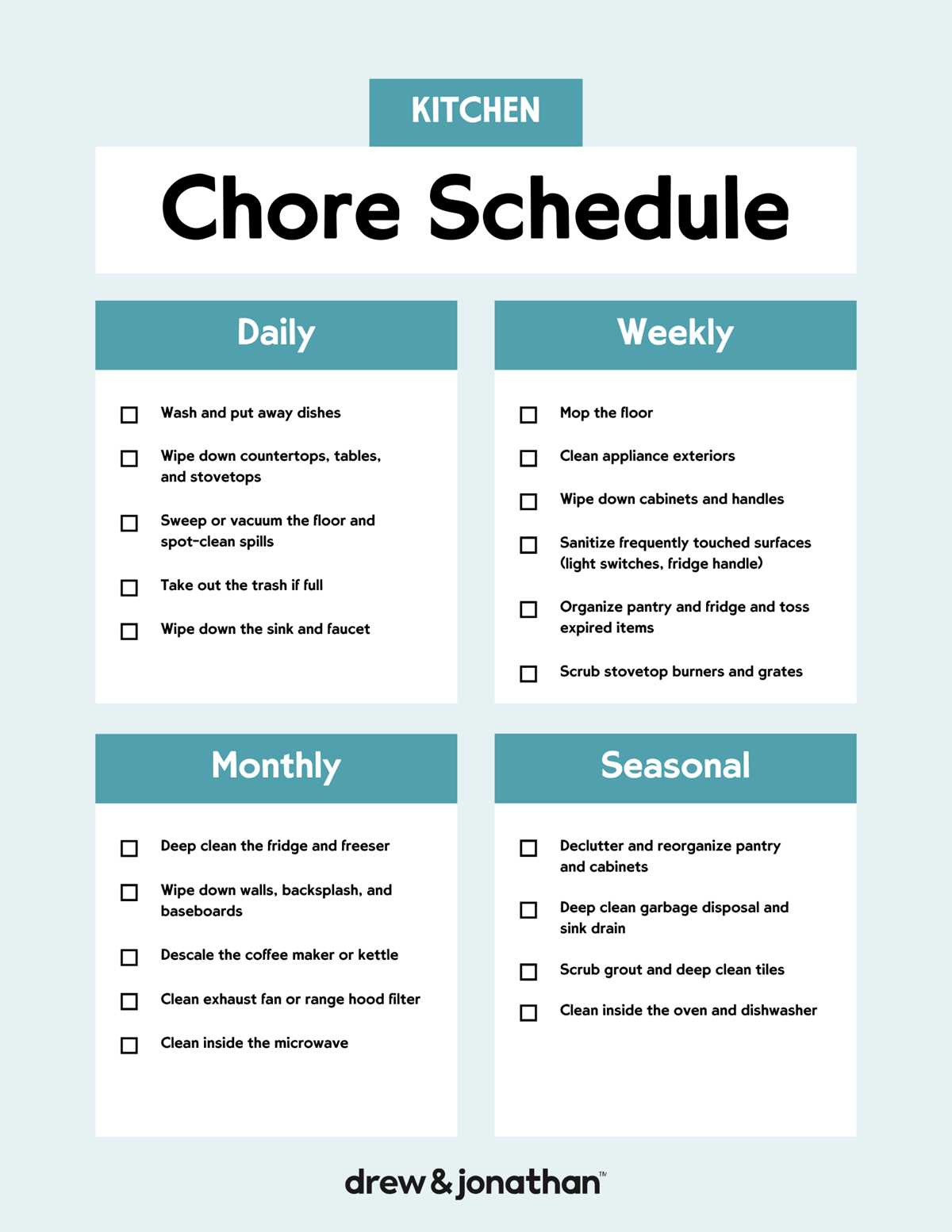 free printable blank chore chart