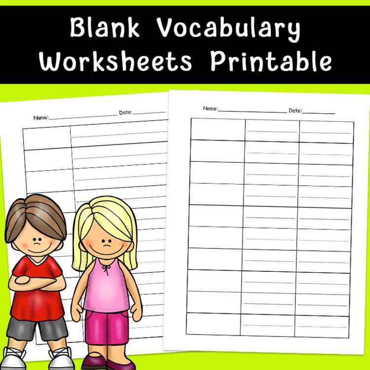 free printable blank vocabulary worksheets