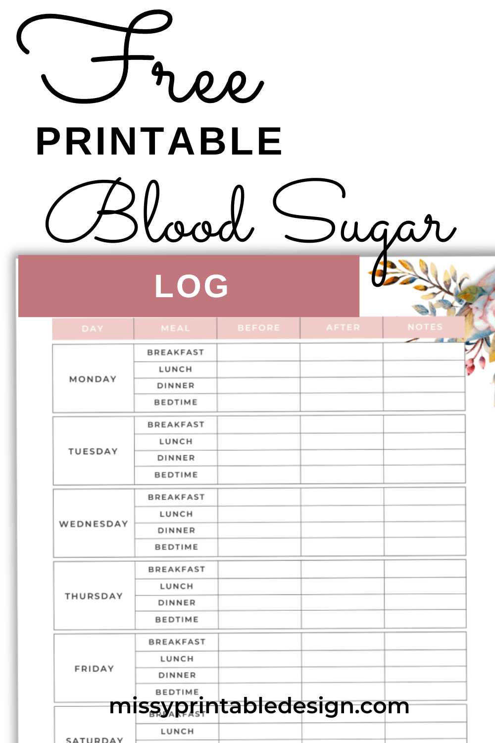 free printable blood pressure and weight log