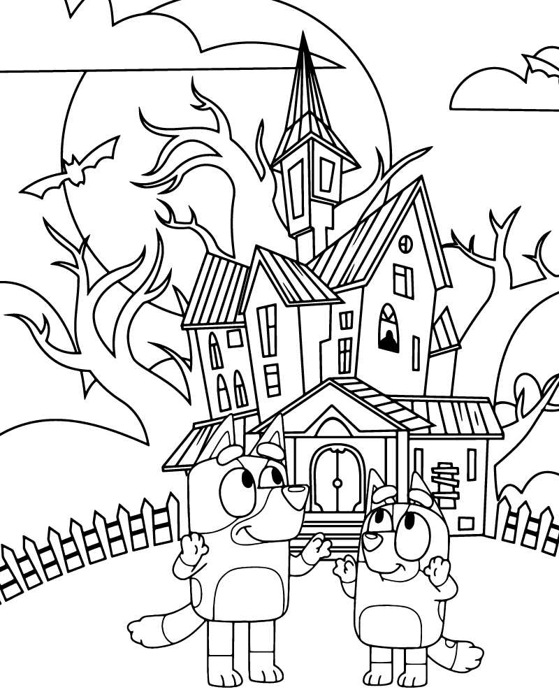 free printable bluey halloween coloring pages