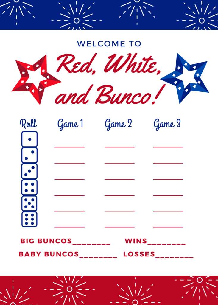 free printable bunco score sheets