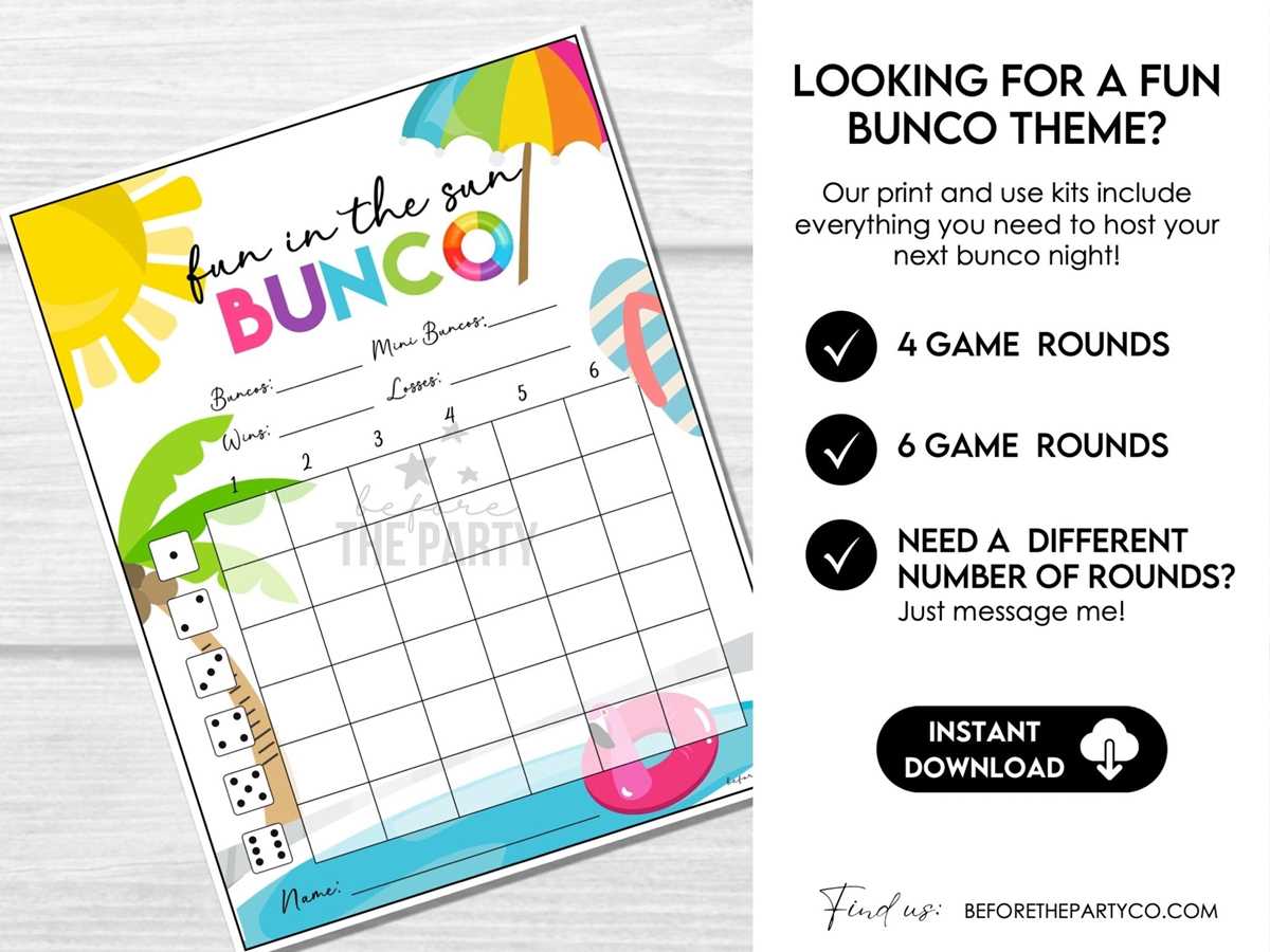 free printable bunco score sheets summer