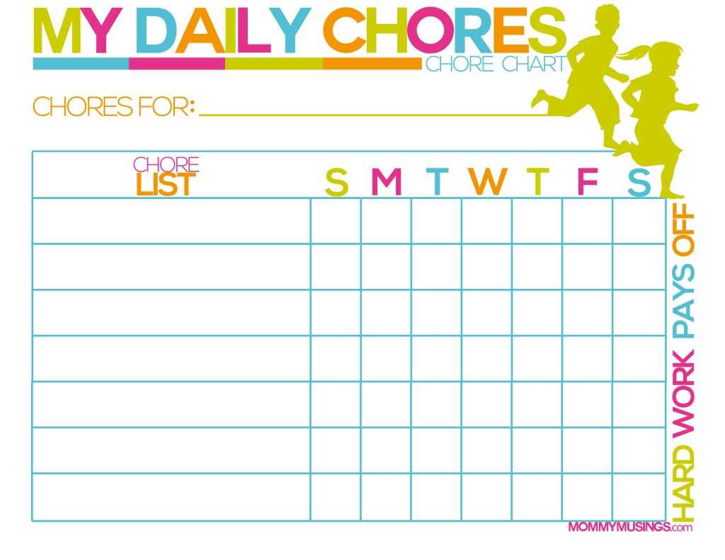 free printable chores chart
