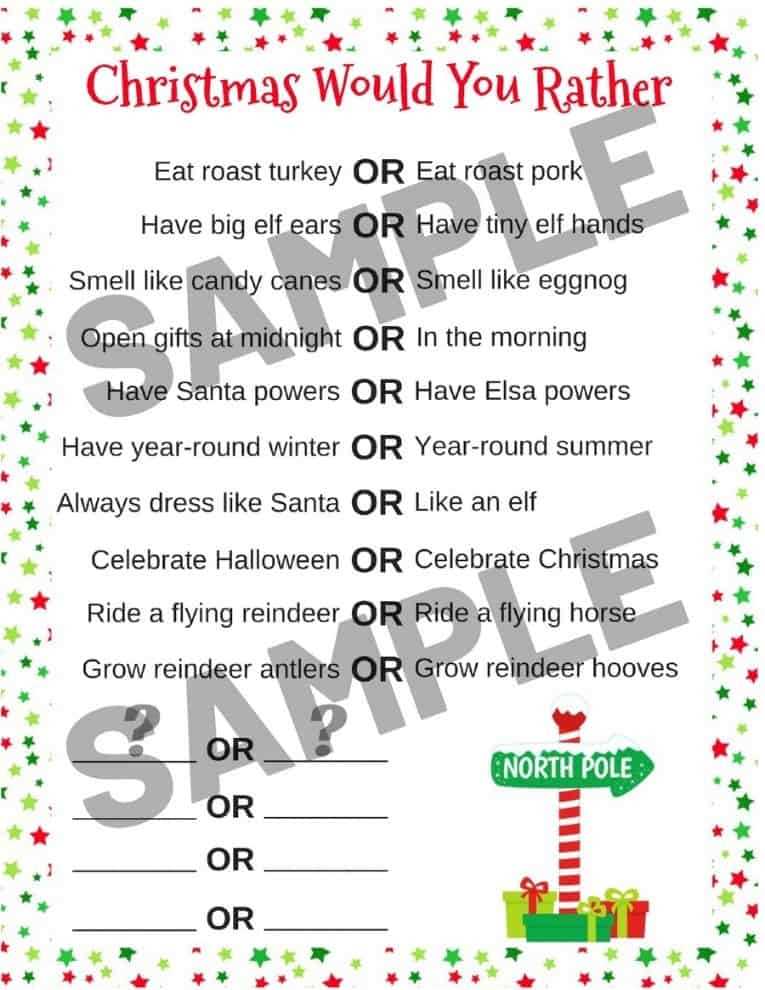 free printable christmas party games