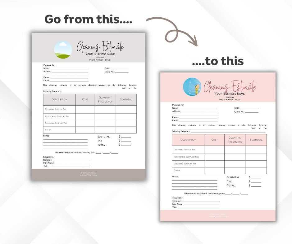 free printable cleaning estimate forms