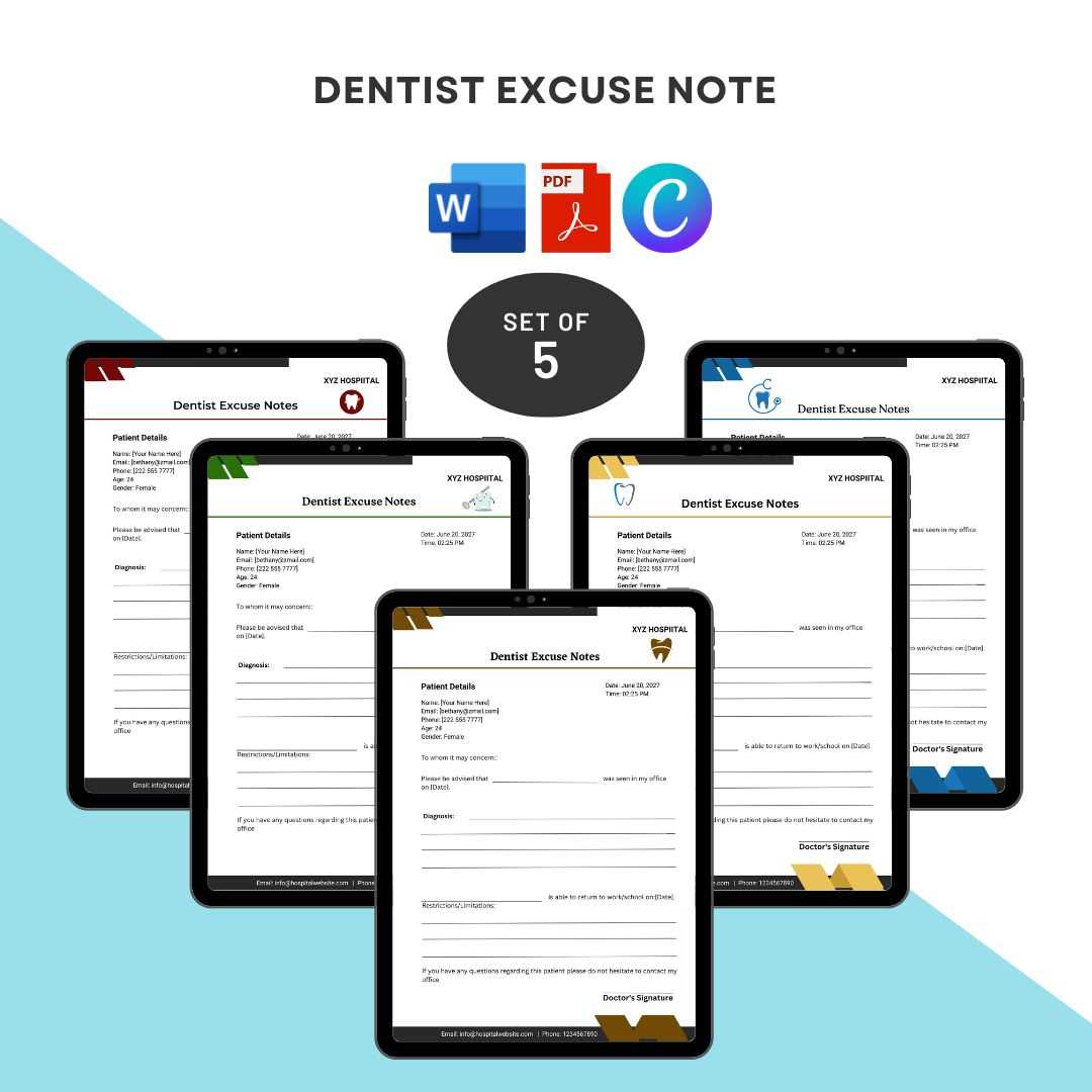 free printable dentist excuse note