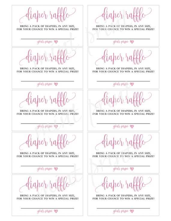 free printable diaper and wipe raffle