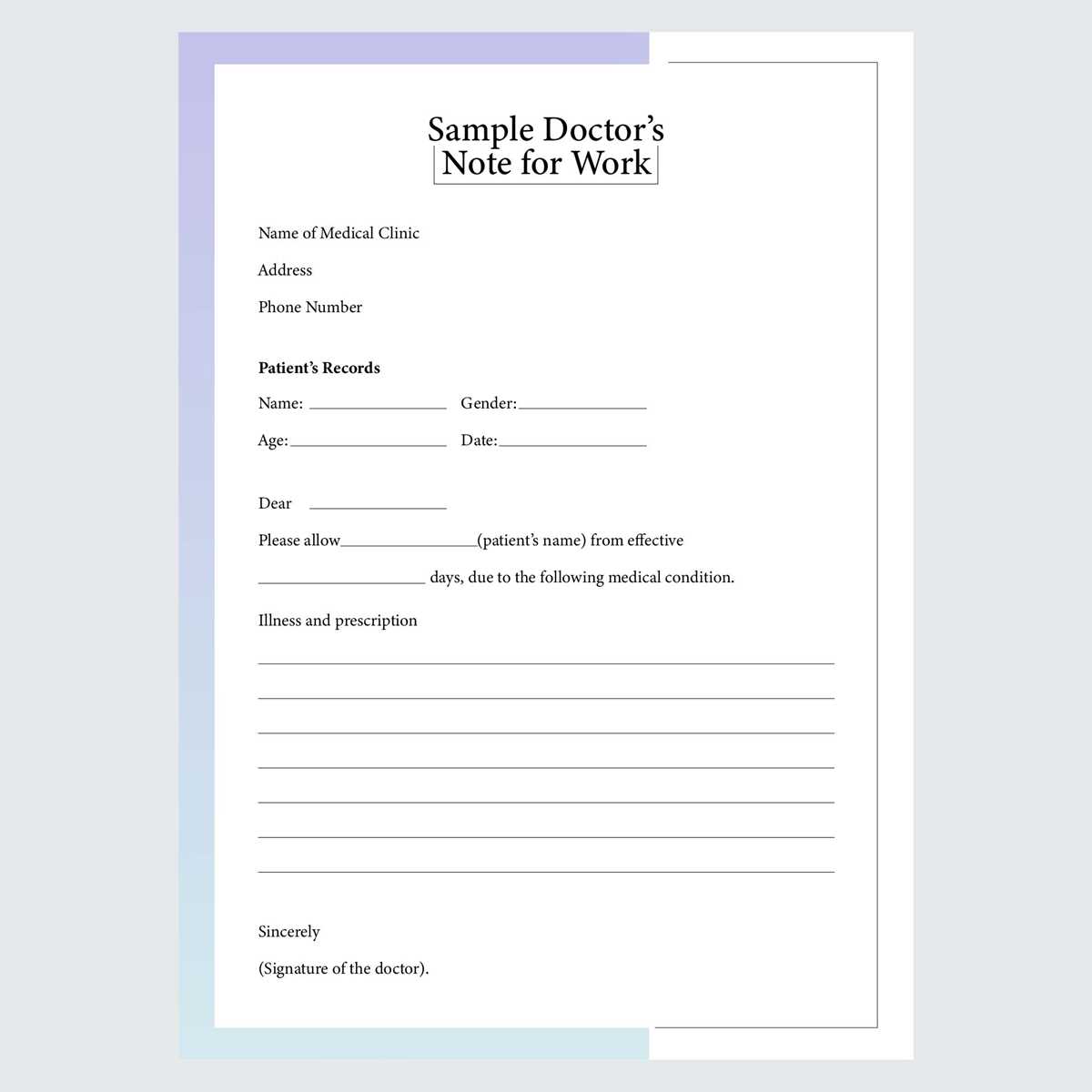 free printable doctor excuse