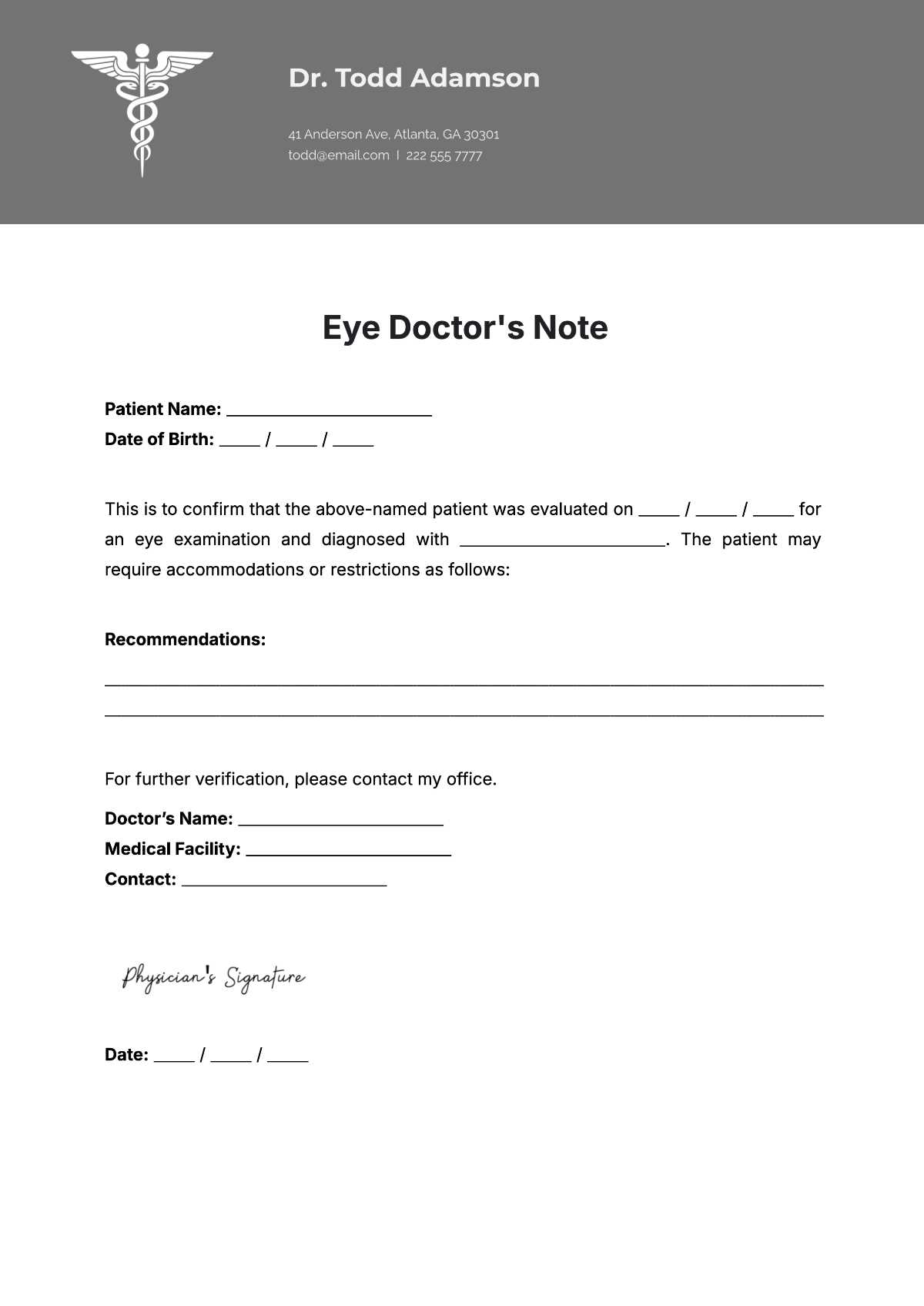 free printable doctors excuse