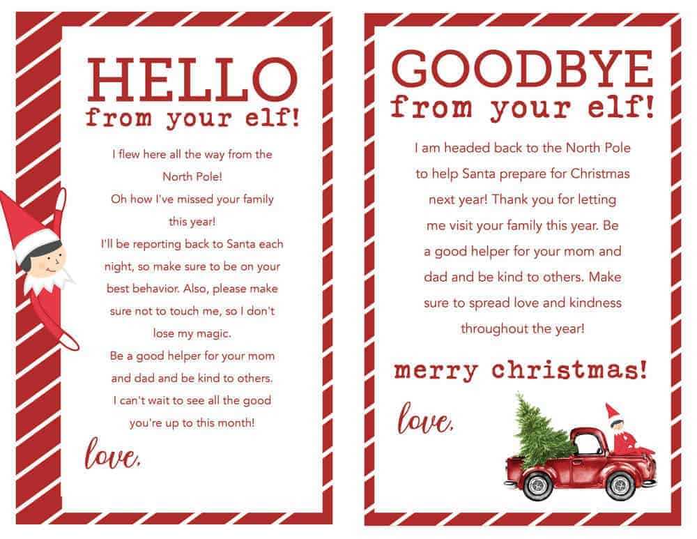free printable elf on the shelf pajamas letter