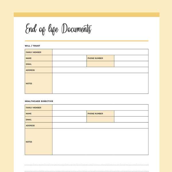 free printable end of life checklist