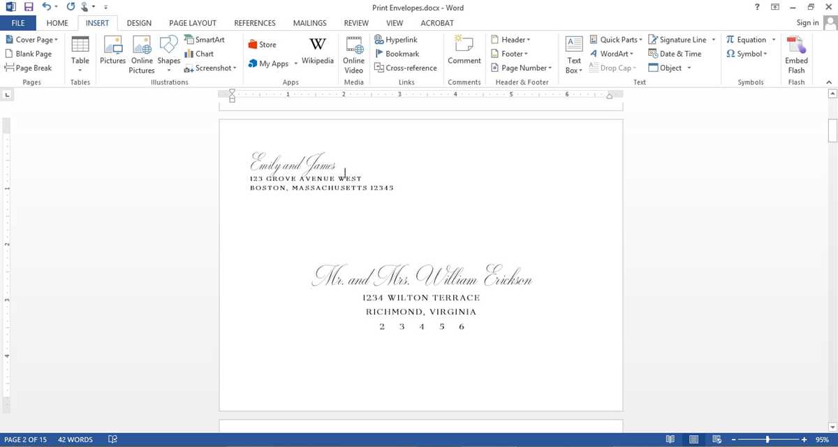 free printable envelope templates word