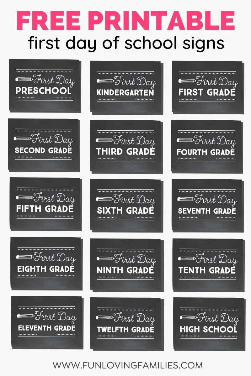 free printable first day of kindergarten sign